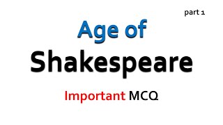 Shakespearean Age MCQ  Elizabethan Age MCQ  Renaissance Period MCQ  English Literature MCQ [upl. by Aisset18]