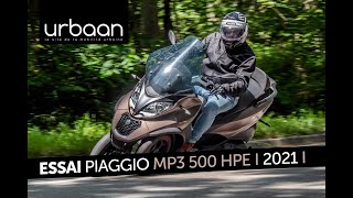 Essai Piaggio MP3 500 HPE 2021  urbaanews [upl. by Anavlis]