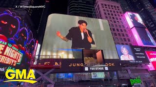 Jung Kook gives surprise performance in Times Square [upl. by Atiugram]