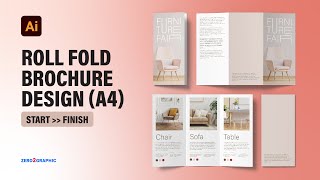 How to Roll Fold Brochure design A4 in Adobe Illustrator CC  Printing Design [upl. by Steffie840]