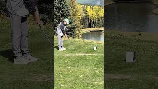 Just missed hole on one at Kananaskis golf and country MtKidd signature hole 5 [upl. by Tebzil]