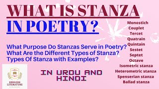 Stanza In PoetryLiterature Explained In Urdu and Hindi with Notes  Types  Purpose With Examples [upl. by Ahset12]