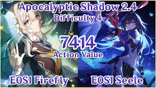 【HSR】Apocalyptic Shadow 24  E0S1 Firefly x E0S1 Seele  7414 Action Value Clear Gameplay [upl. by Tepper824]