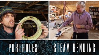 Reusing old bronze portholes DIY steam bending with an IRON  Building a 40ft sailing boat EP 47 [upl. by Elene]