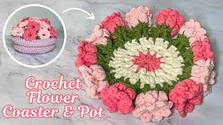 EASY Crochet Succulent Coasters in a Basket [upl. by Kessler]