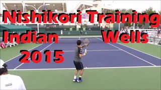 Kei Nishikori Training  Indian Wells 2015  Court Level View [upl. by Dnomso]