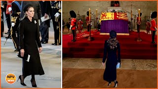 Heartbreaking Moment Kate Middleton quotCurtsyquot behind Queens Coffin During Final Journey [upl. by Ilatfan606]