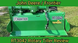 John Deere  Frontier RT3042 Tiller John Deere 3025E Attachments Starting Your Own Garden [upl. by Nahshun]