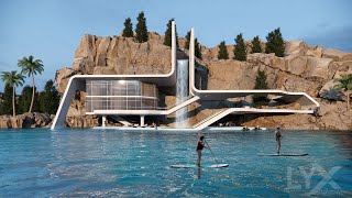 Diving Cliff House with Artificial Waterfall in Calabria Italy Concept Design by LYX arkitekter [upl. by Mazonson]