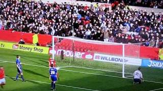 Lewis McGugan Free Kick against Ipswich Town Oct 2010 [upl. by Eiduj57]