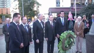 Hungarian president Pál Schmitt meets Cleveland people [upl. by Aidnyl70]