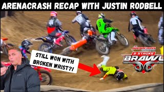 Justin Rodbell on Winning 5000 AX 2 Stroke Brawl AFTER Breaking Wrist Kicker Arenacross Round 1 [upl. by Ashelman]