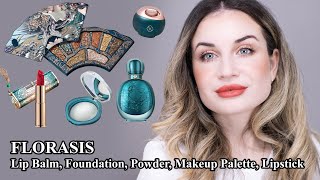 Makeup Review  Full Face of FLORASIS  Lip Balm Foundation Powder Makeup Palette Lipstick [upl. by Jb835]