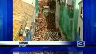 Annual Tomato Fight Under Way In Spain [upl. by Mellicent]