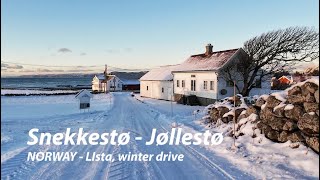 NORWAY Lista winter drive 44 Snekkestø Jøllestø [upl. by Airetal13]