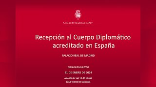 Recepción anual de SSMM los Reyes al Cuerpo Diplomático acreditado en España [upl. by Korie]