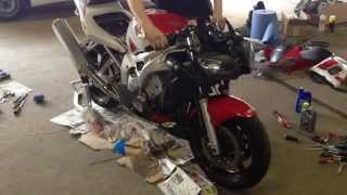 Yamaha R6 2000 carb rebuild first start [upl. by Giarla309]