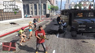 GTA 5  Franklin Tanisha Tonya and Traceys Ten Star Escape From DOWNTOWN LOS SANTOS [upl. by Kcitrap]