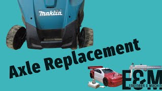 Makita Electric Lawnmower How To Replace Front and Rear Axles [upl. by Giorgi]