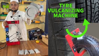 TYRE VULCANIZING MACHINE  HOW TO VULCANIZE TYRES  TYRE CUT REPAIR  TYRE SIDE CUT REPAIR  KING [upl. by Ahsinnor844]