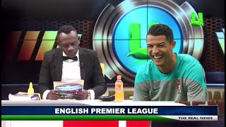 Ronaldo reacts to Ghanaian News reporter reading premier league results [upl. by Thema]