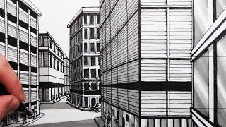 How to Draw MultiPoint Perspective Draw Buildings on a Street [upl. by Liv908]