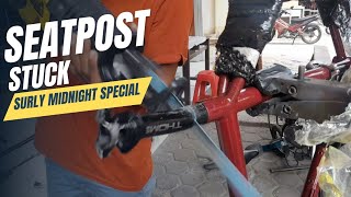 Cabut Seatpost Macet Frame Surly Midnight special [upl. by Weisbart940]