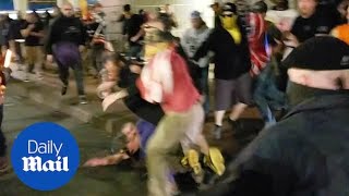 Fight breaks out in Oregon between left and right wing protestors [upl. by Atterys]