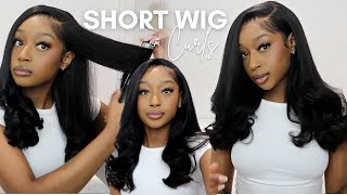 MY GOTO HAIRSTYLE  SHORT SIDE PART WIG INSTALL W CURLS  WIGGINS [upl. by Vano]