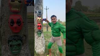 Green Hulk and Deadpool Choose Mask Nono  Marvel Real Life [upl. by Josh812]