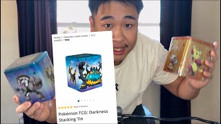 Opening Pokemon TCG Stacking Tins Lost Origin amp Darkness Ablaze Booster Packs [upl. by Ahsennek]