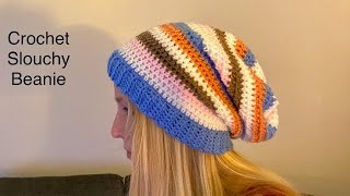 Crochet Slouchy Beanie  Crochet for Beginners  Easy Crochet Tutorial [upl. by Aruon]