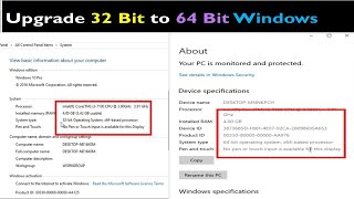 Upgrade 32 Bit to 64 Bit Windows 10 free [upl. by Lepper76]