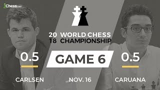 Carlsen vs Caruana Game 6 Broadcast World Chess Championship [upl. by Nitnelav125]