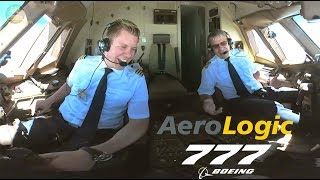 STUNNING PILOTS Aerologic Boeing 777F ULTIMATE COCKPIT MOVIE to LEJ AirClips full flight series [upl. by Atis]