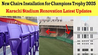 New Chairs Installation for Champions Trophy 2025 at National Stadium Karachi [upl. by Asim51]