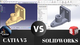 CATIA V5 Vs SOLIDWORKS  PART DESIGN  EXCERCISE FOR BEGINNERS TUTORIAL [upl. by Schlessinger828]