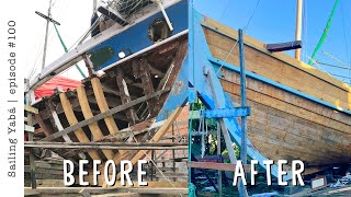 Wooden boat restoration 2 years in 20 minutes — Sailing Yabá 100 [upl. by Suez]