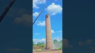 Crane dismantling process of brick chimney Good tools and machinery can increase work efficiency [upl. by Marcoux]