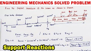 Engineering mechanics solved problem support reaction reaction of fixed beam simple support beam [upl. by Asli]