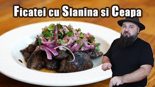 Ficatei de Pui la Tigaie cu Slanina Afumata si Salata de Ceapa  Florin Arvunescu [upl. by Dannon]