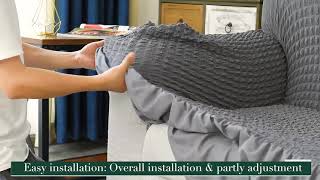 How to install Stretch Sofa Cover Skirt Style Couch Slipcover by Mastex [upl. by Gun]