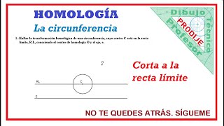 Homología 1 CIRCUNFERENCIA QUE CORTA A LA RECTA LÍMITE RL Resultado una hipérbola [upl. by Ahseinar]