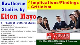 Implications of Hawthorne Studies  Criticism  Findings of Hawthorne Studies  Elton Mayo  BCOM [upl. by Atekin]