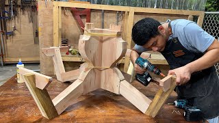 Crafting a Spectacular Handmade Wooden Cafe Table with 4 Seats  A Project Like No Other [upl. by Cass903]