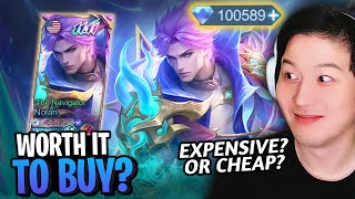 How Much Is The New Nolan Skin The Navigator Review and Gameplay  Mobile Legends [upl. by Eseuqram]