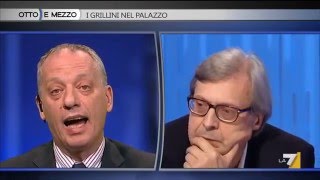 Sgarbi vs Gomez quotGrillo duce grillini nullità assolute ignoranti come caprequot [upl. by Elleniad]