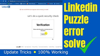 Linkedin Puzzle error  LinkedIn Captcha error Problem solved 100  DesignScenes [upl. by Ahsened]