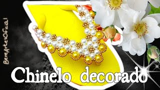 Chinelo decorado Renda de pérolas passo a passo inédito bereartesoficial [upl. by Eniarol]