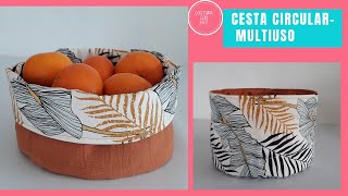 TUTORIAL  DIY  Cómo hacer una cesta circular  cesta circular de tela [upl. by Samul]